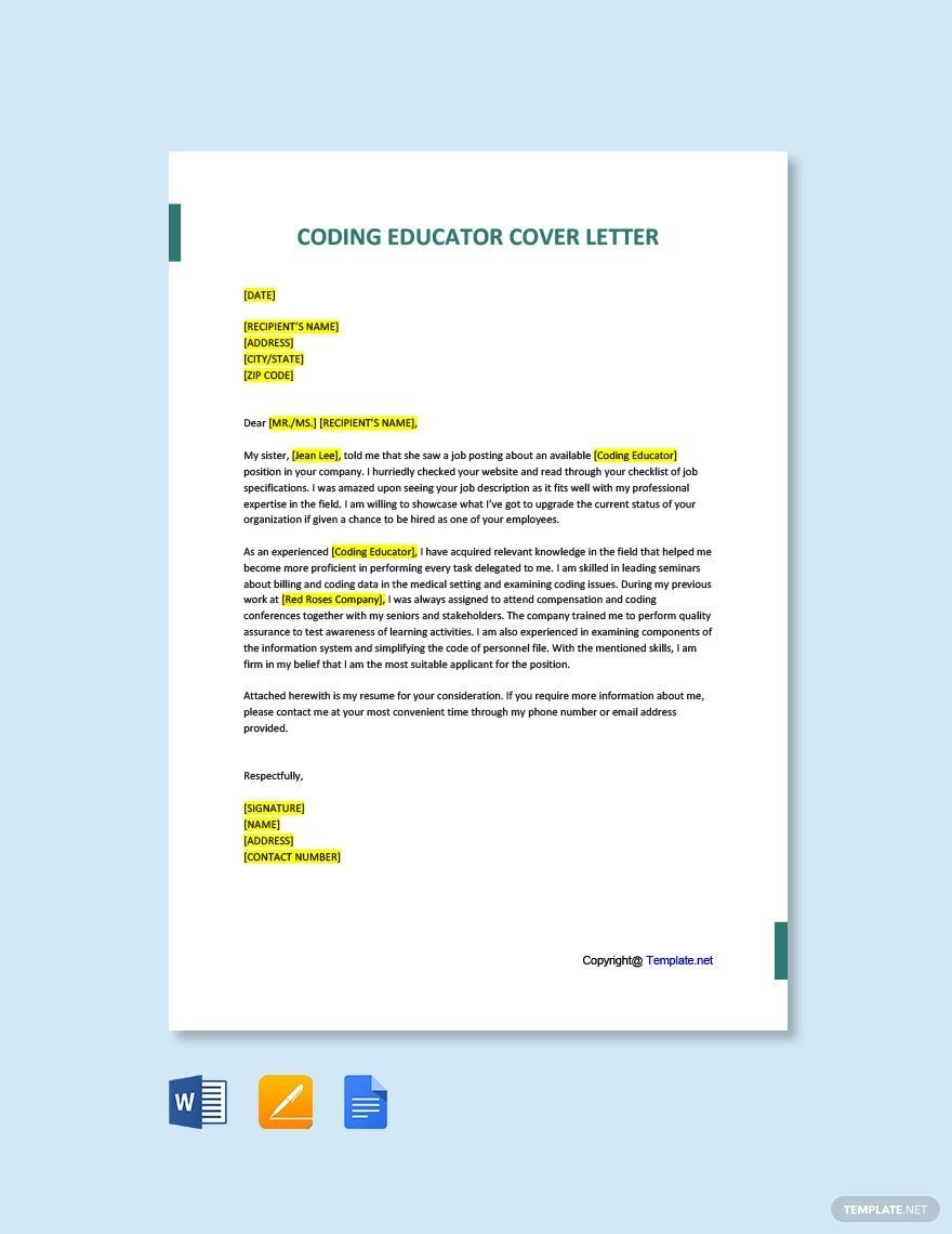 Coding Educator Cover Letter