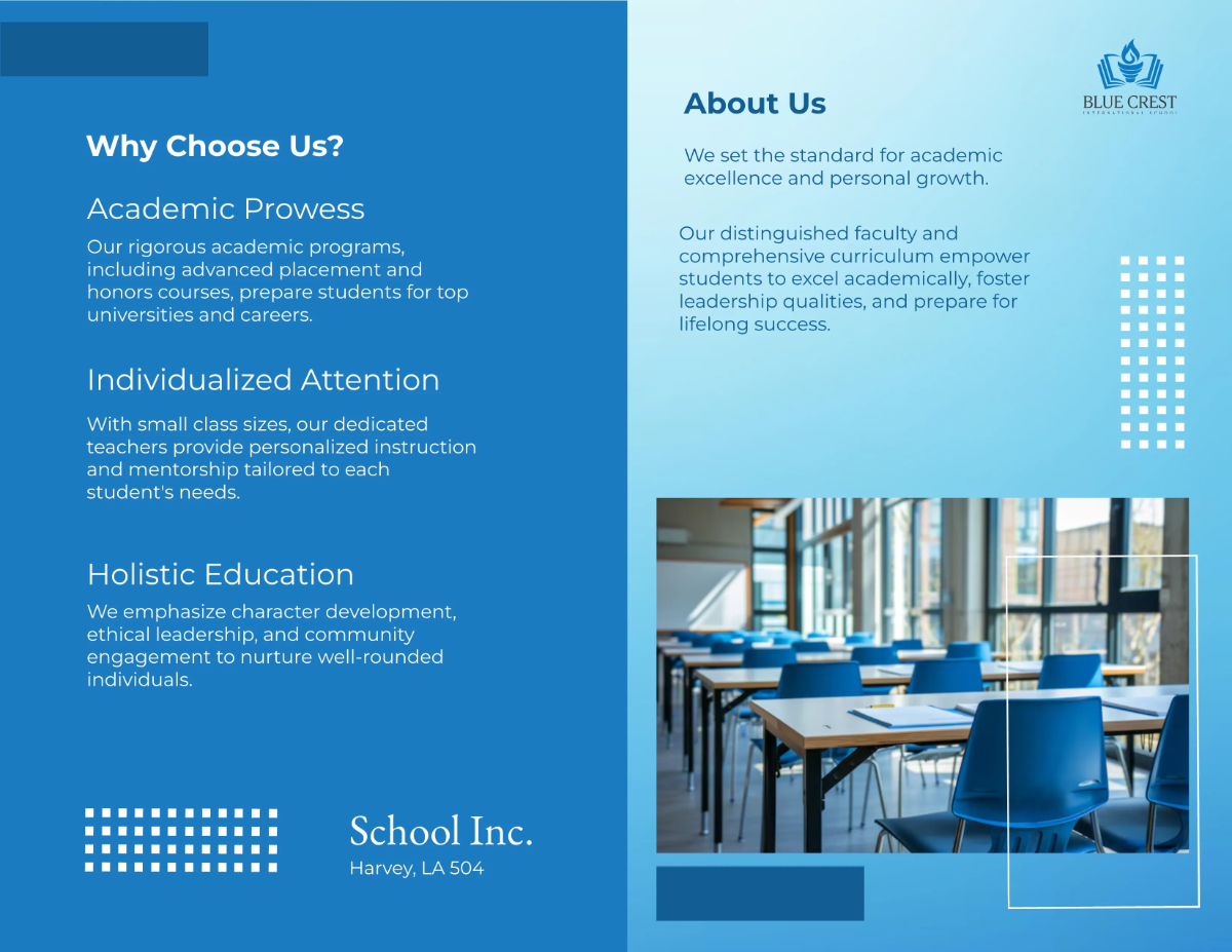Free Private School Bi-Fold Brochure Template to Edit Online