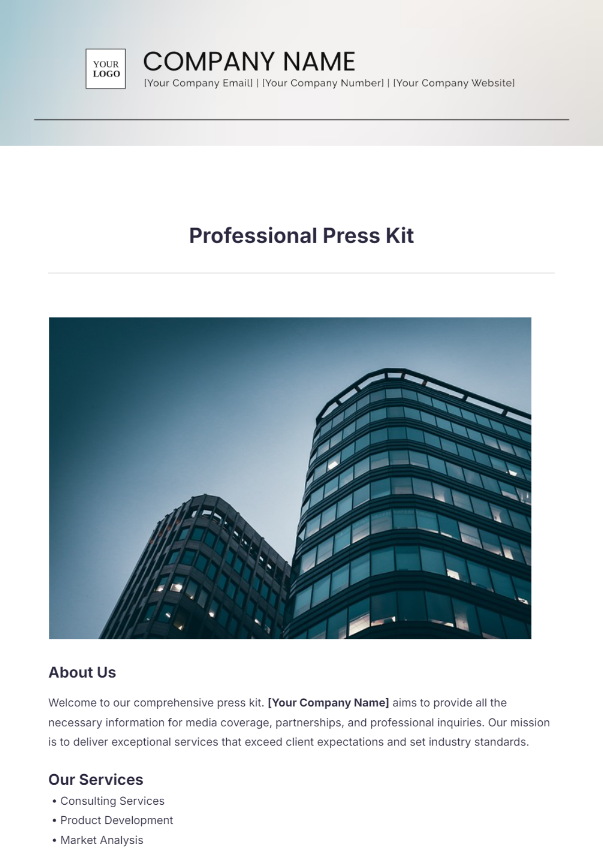 Professional Press Kit Template - Edit Online & Download