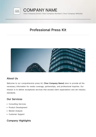 Free Professional Press Kit Template to Edit Online