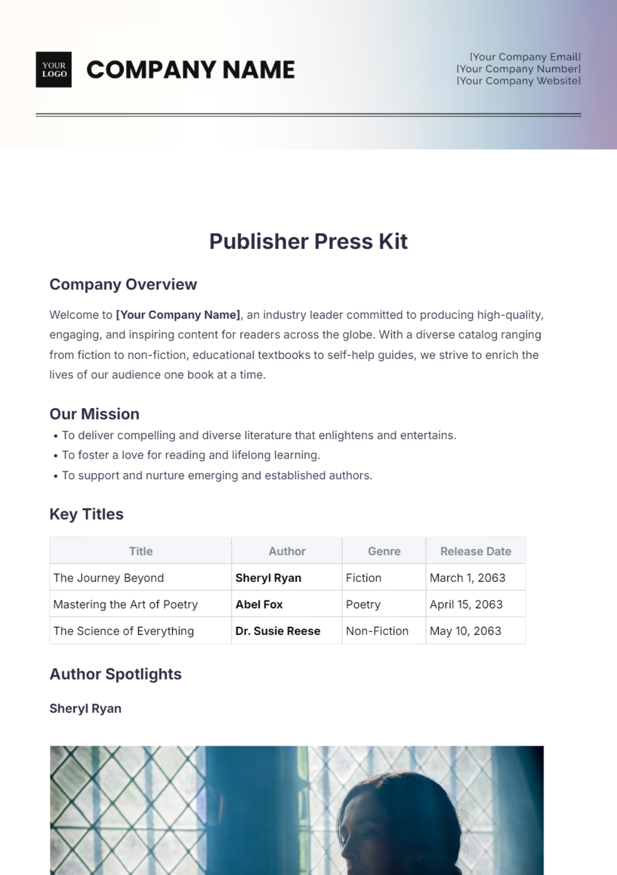 Publisher Press Kit Template - Edit Online & Download