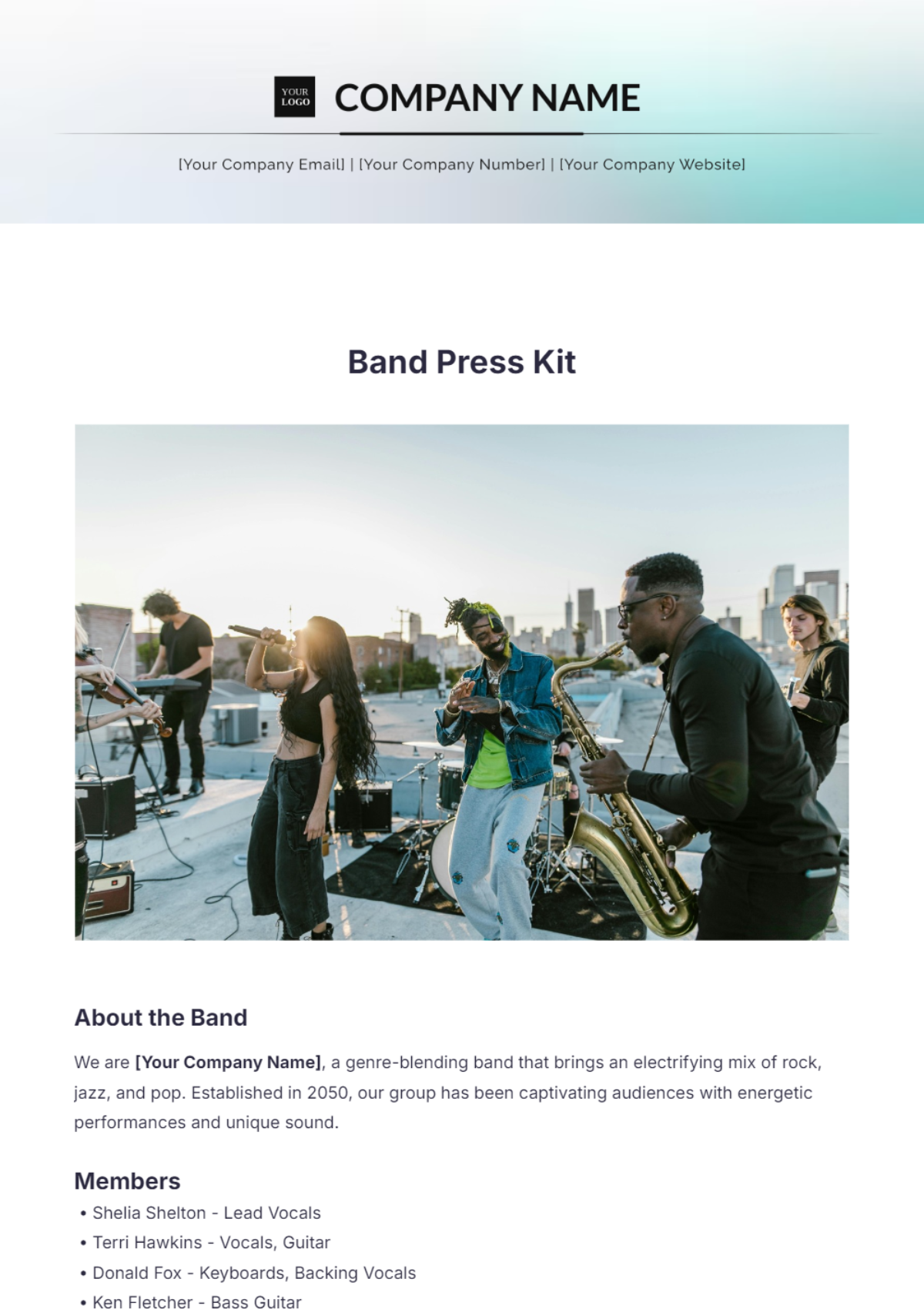 Band Press Kit Template - Edit Online & Download