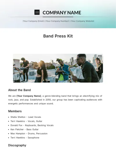 Free Band Press Kit Template to Edit Online