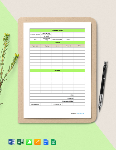 FREE Editable Home Repair Estimate - Word | Excel | Pages | Number ...