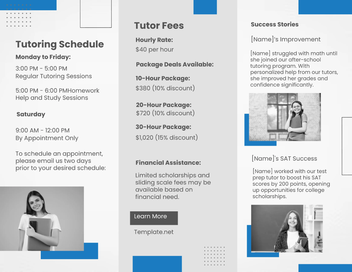 Free Tutoring After School Tri-Fold Brochure Template to Edit Online