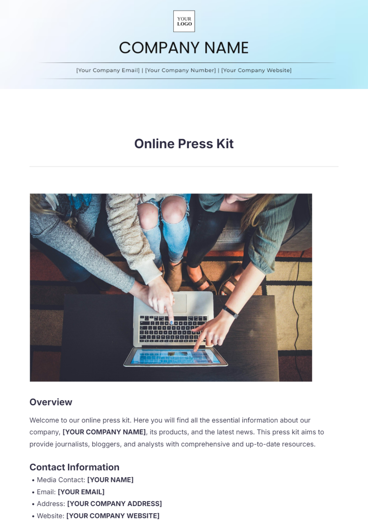 Online Press Kit Template - Edit Online & Download