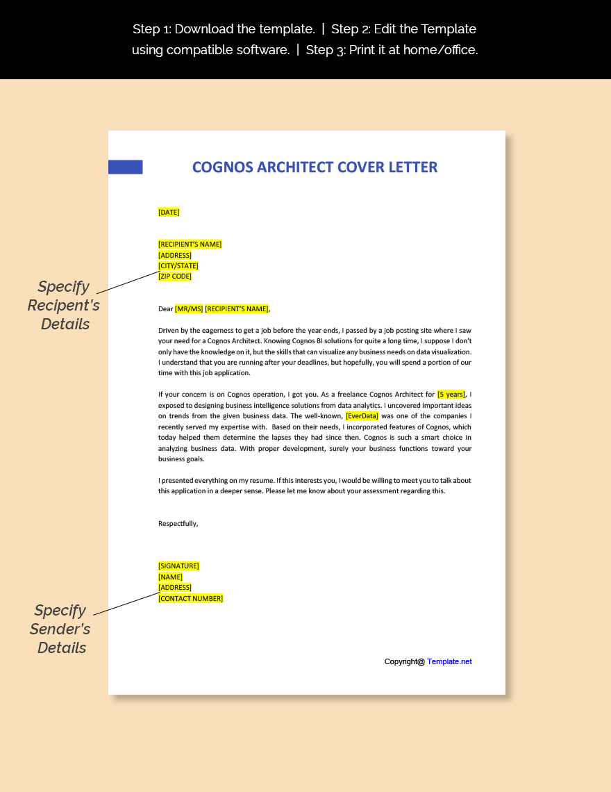 Cognos Architect Cover Letter
