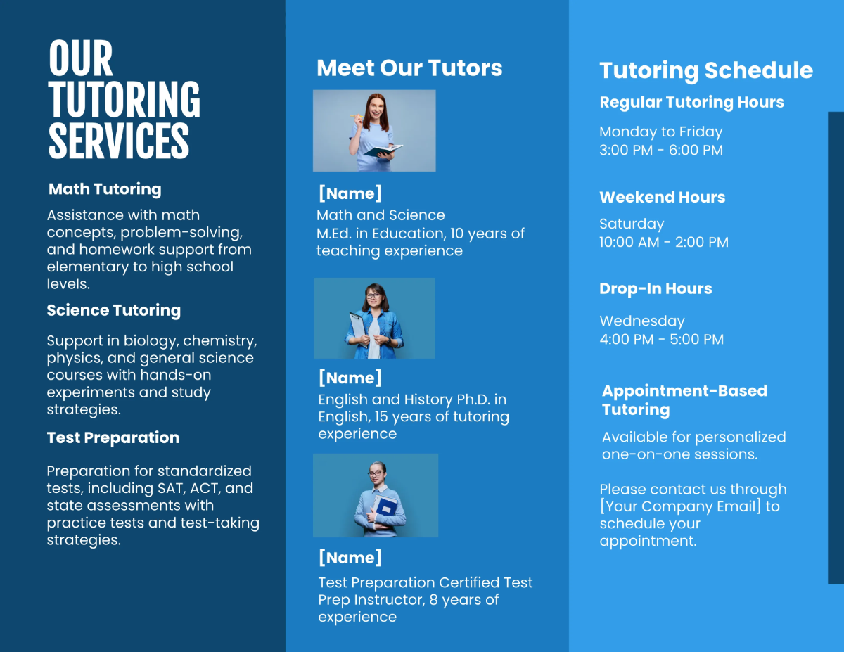 Free School Tutoring Tri-Fold Brochure Template to Edit Online