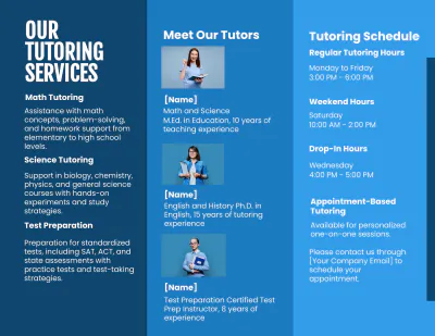 Free School Tutoring Tri-Fold Brochure Template to Edit Online