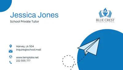 Free School Private Tutor Business Card Template to Edit Online