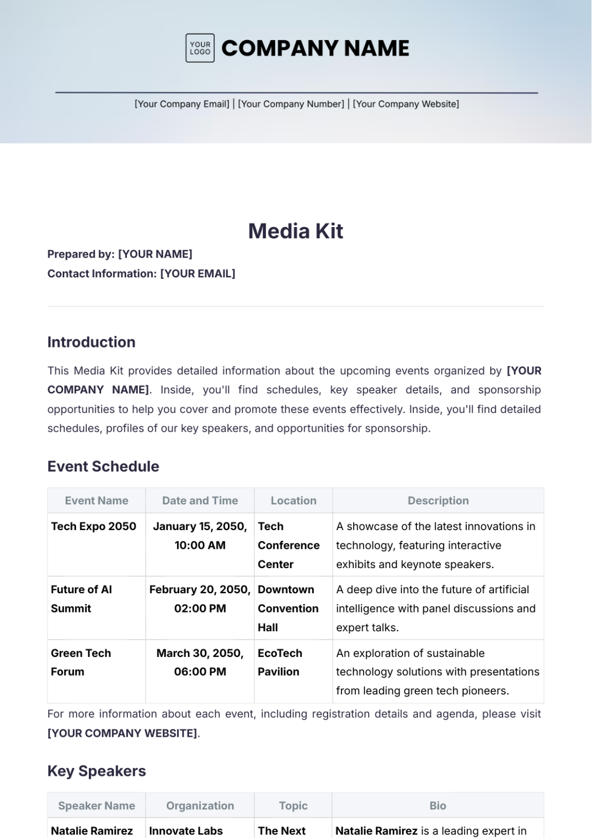 Media Kit Template - Edit Online & Download