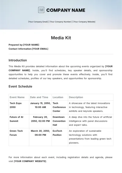 Free Media Kit Template to Edit Online