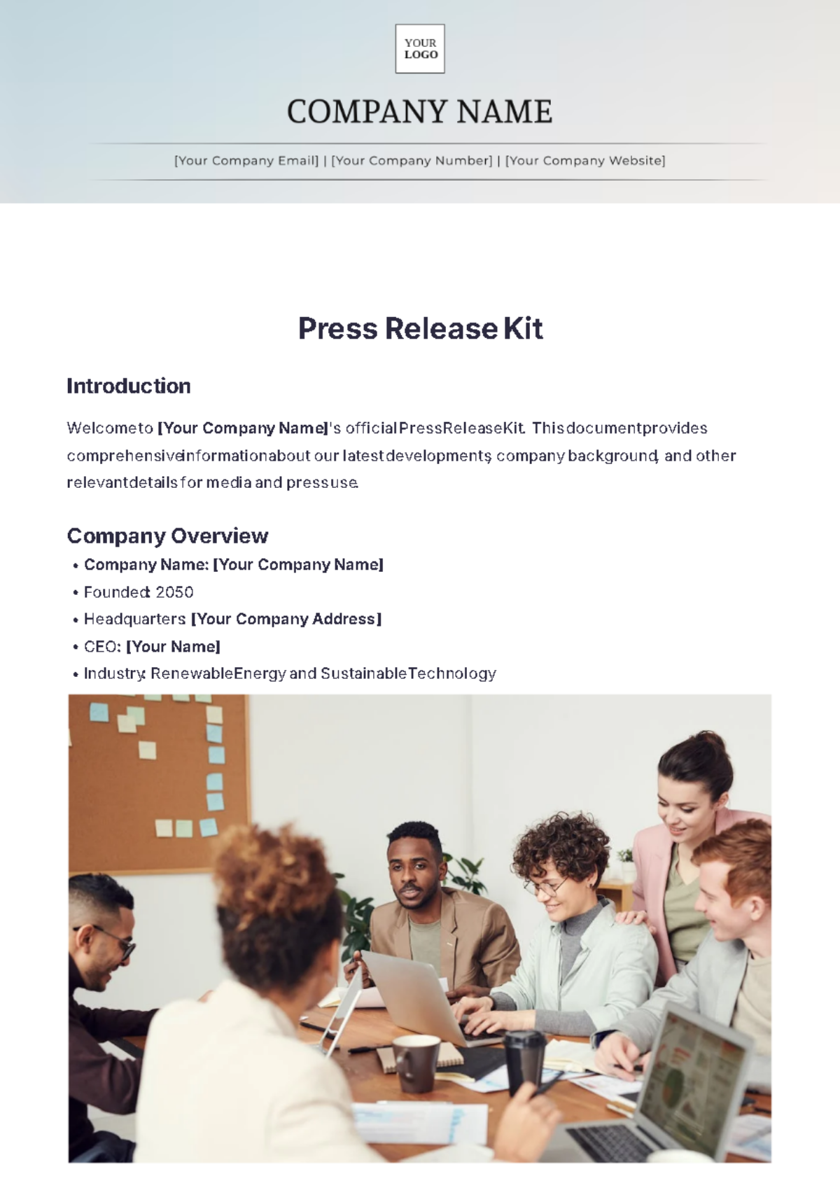 Press Release Kit Template - Edit Online & Download