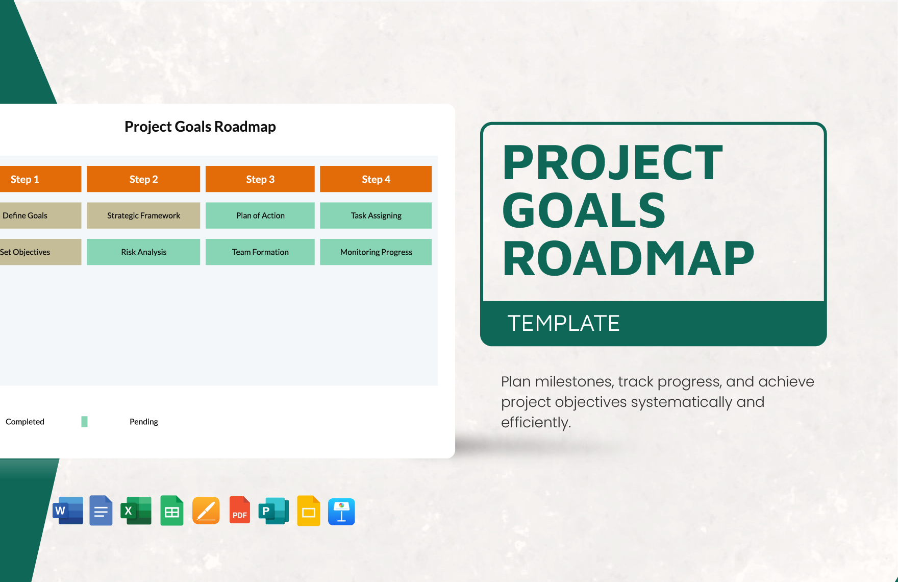 Project Goals Roadmap Template in Word, Google Docs, Excel, PDF, Google Sheets, Apple Pages, PowerPoint, Google Slides, Apple Keynote