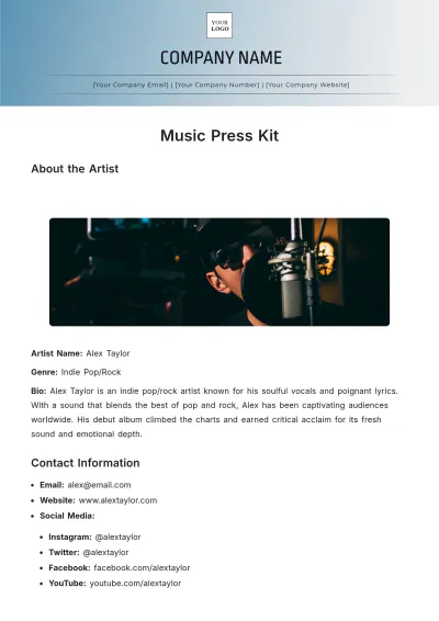Free Music Press Kit Template to Edit Online