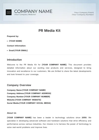 Free PR Media Kit Template to Edit Online
