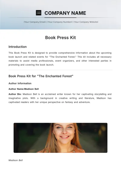Free Book Press Kit Template to Edit Online