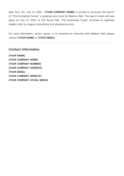 Free Book Press Kit Template to Edit Online