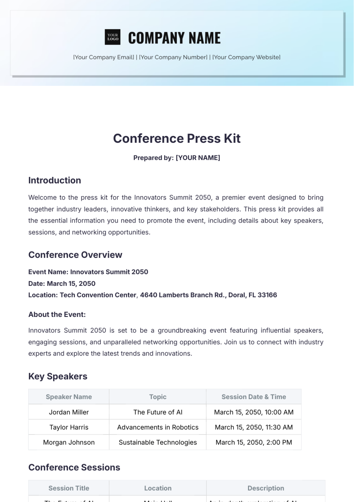 Conference Press Kit Template - Edit Online & Download