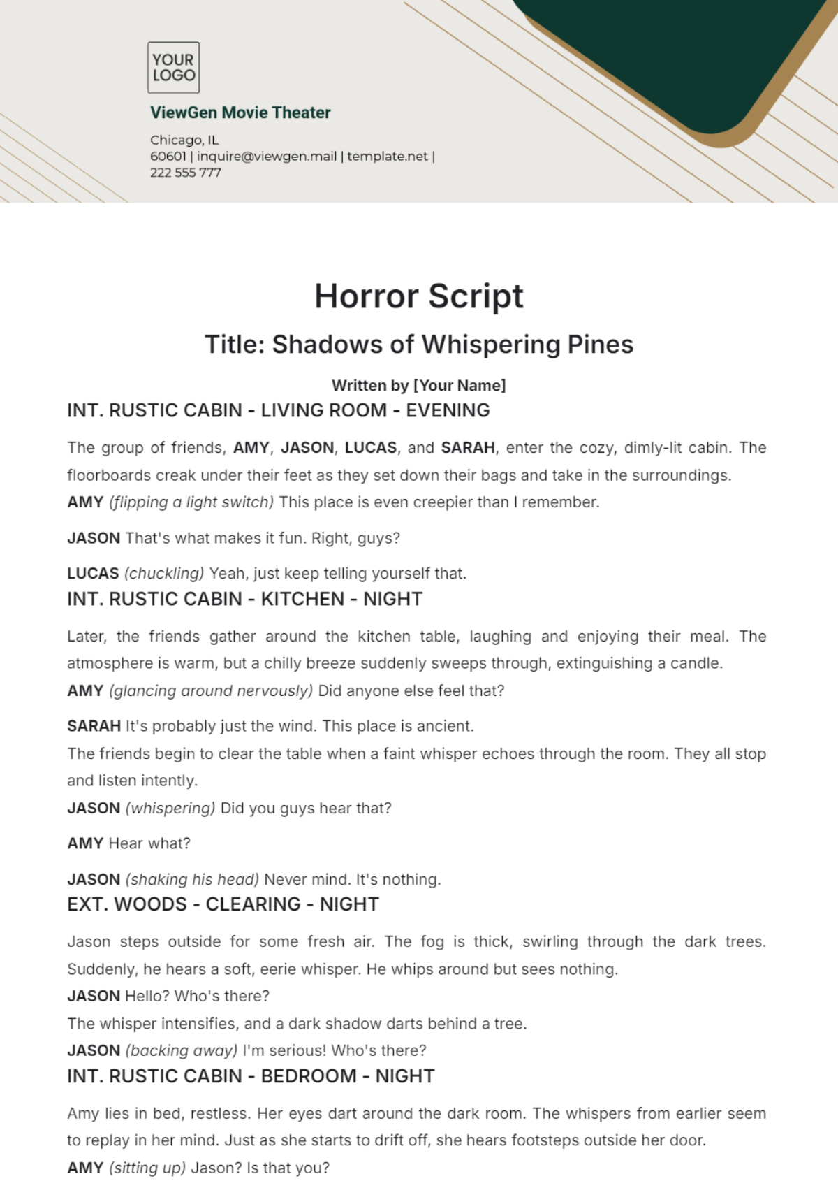 Horror Script Template - Edit Online & Download