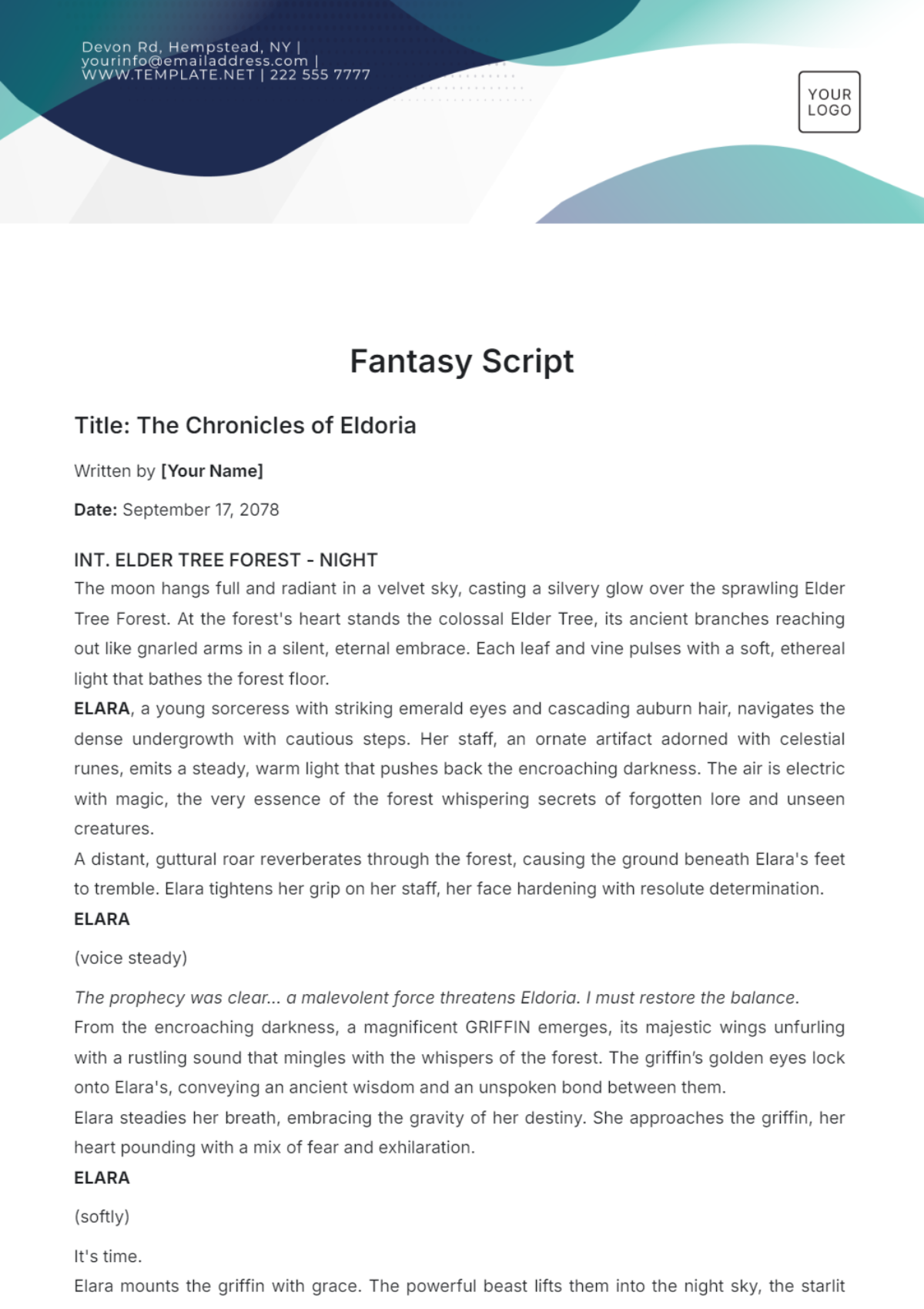 Fantasy Script Template - Edit Online & Download