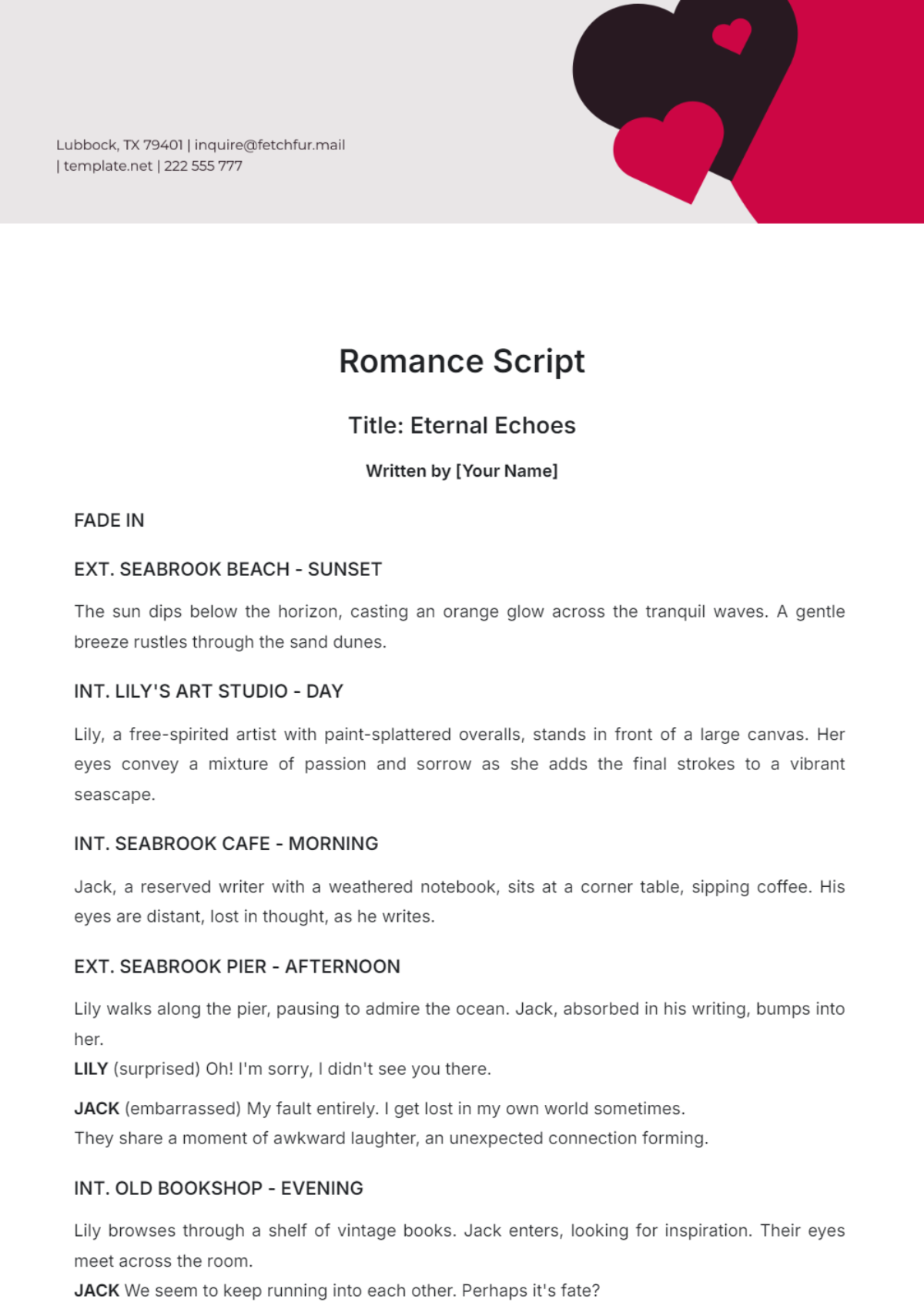 Free Comic Script Template To Edit Online