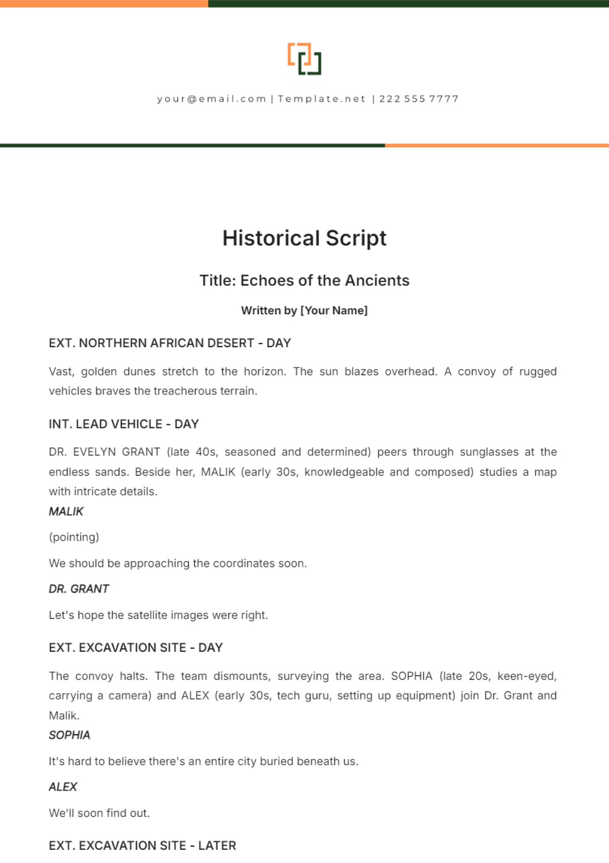 Historical Script Template - Edit Online & Download