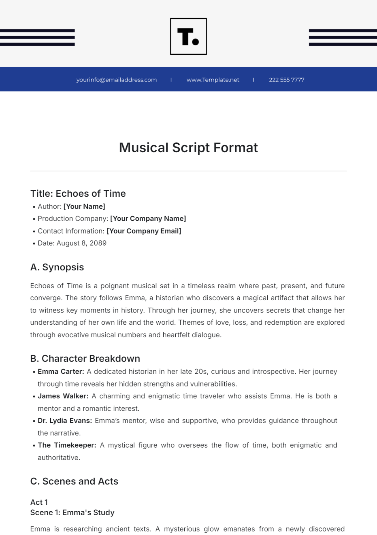 Musical Script Format Template - Edit Online & Download