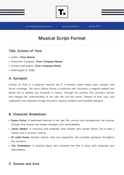Free Musical Script Format Template to Edit Online
