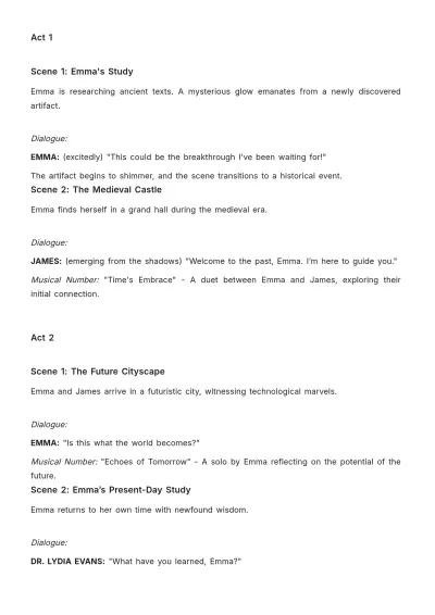 Free Musical Script Format Template to Edit Online