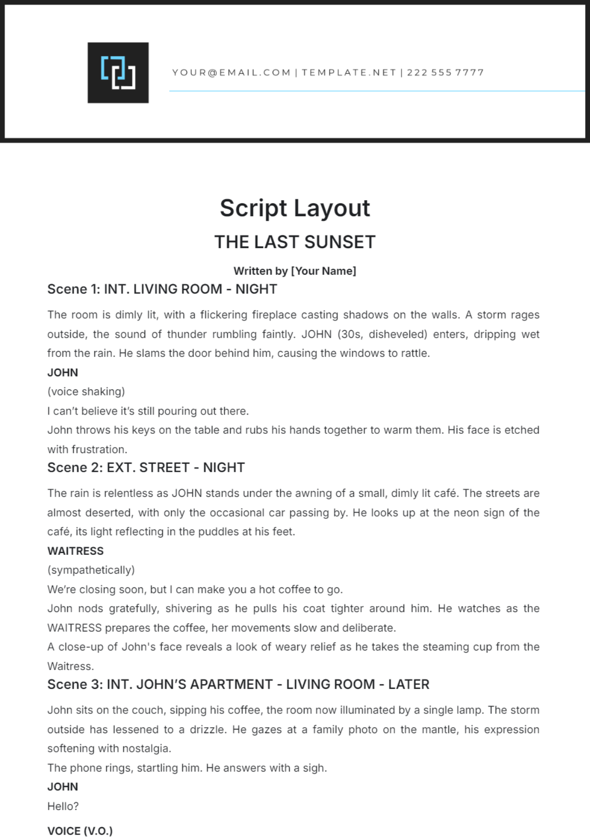 Script Layout Template - Edit Online & Download