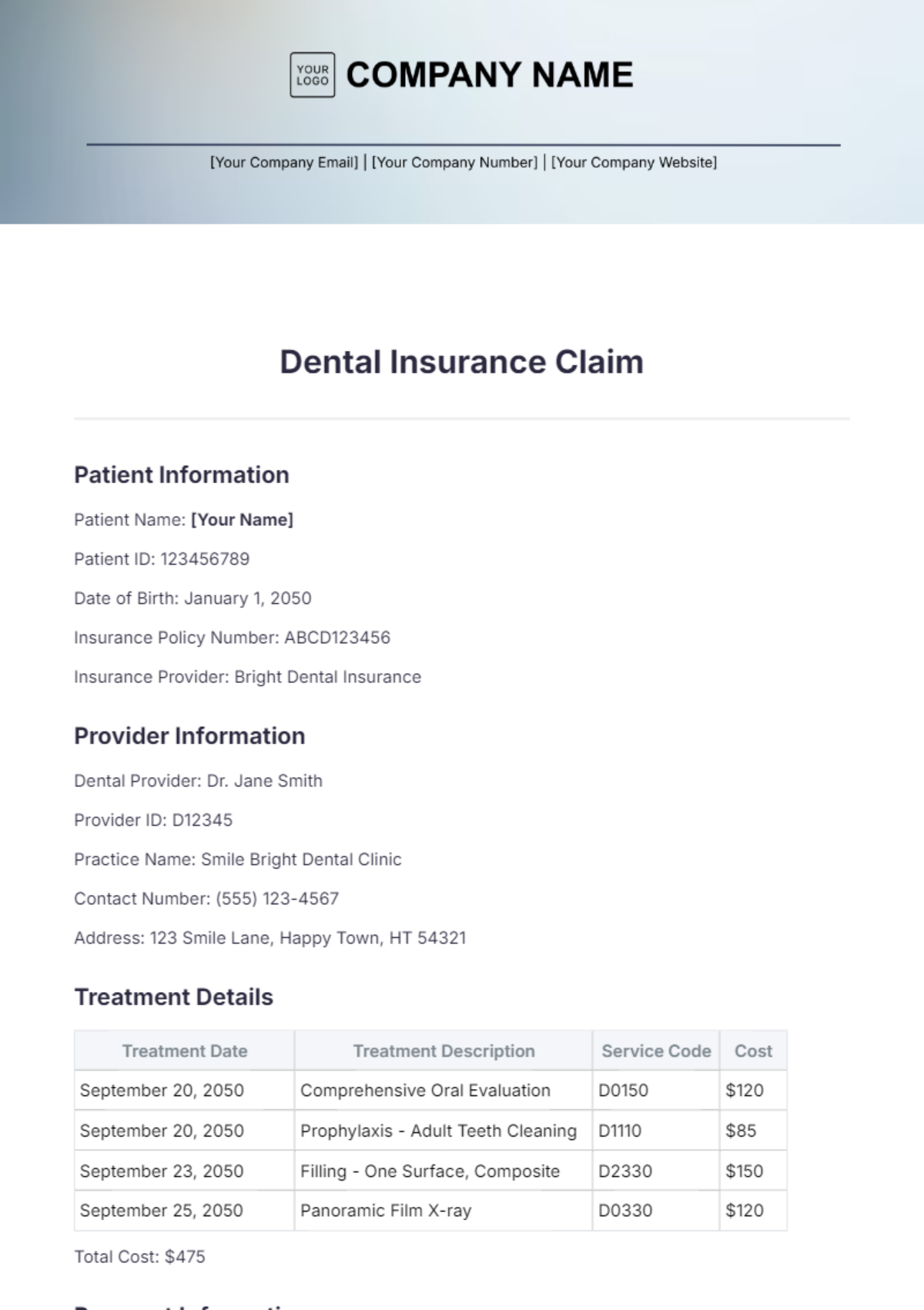 Dental Insurance Claim Template - Edit Online & Download