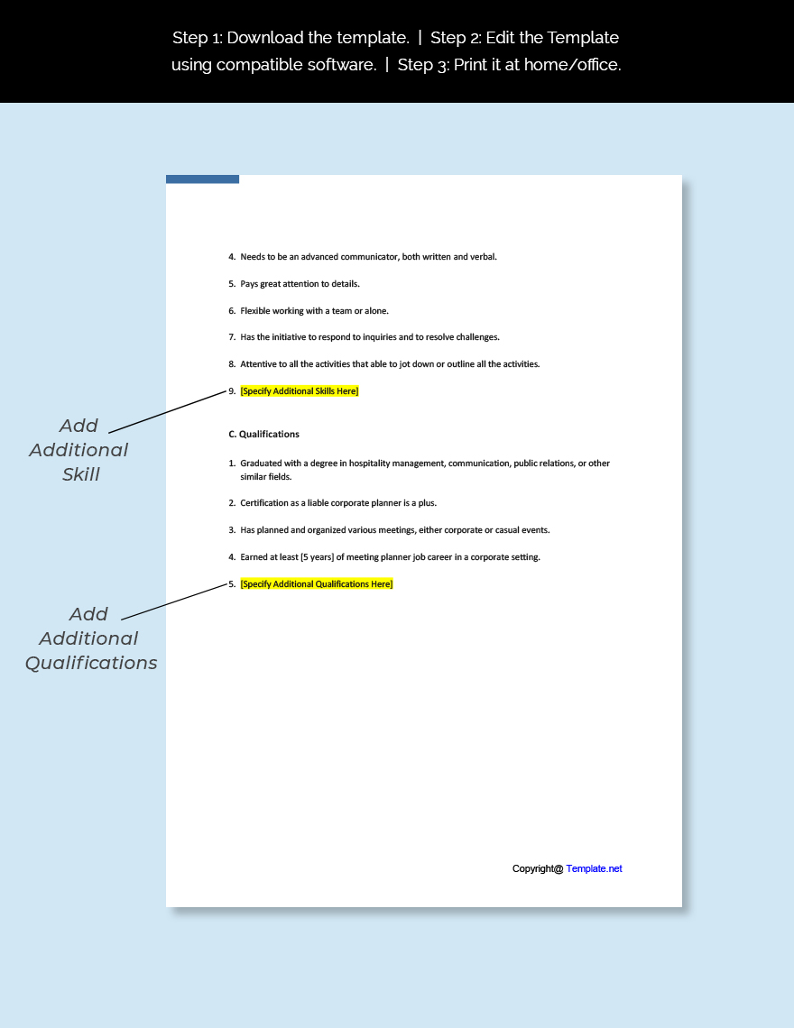 Corporate Meeting Planner Job AD Description Template Google Docs 