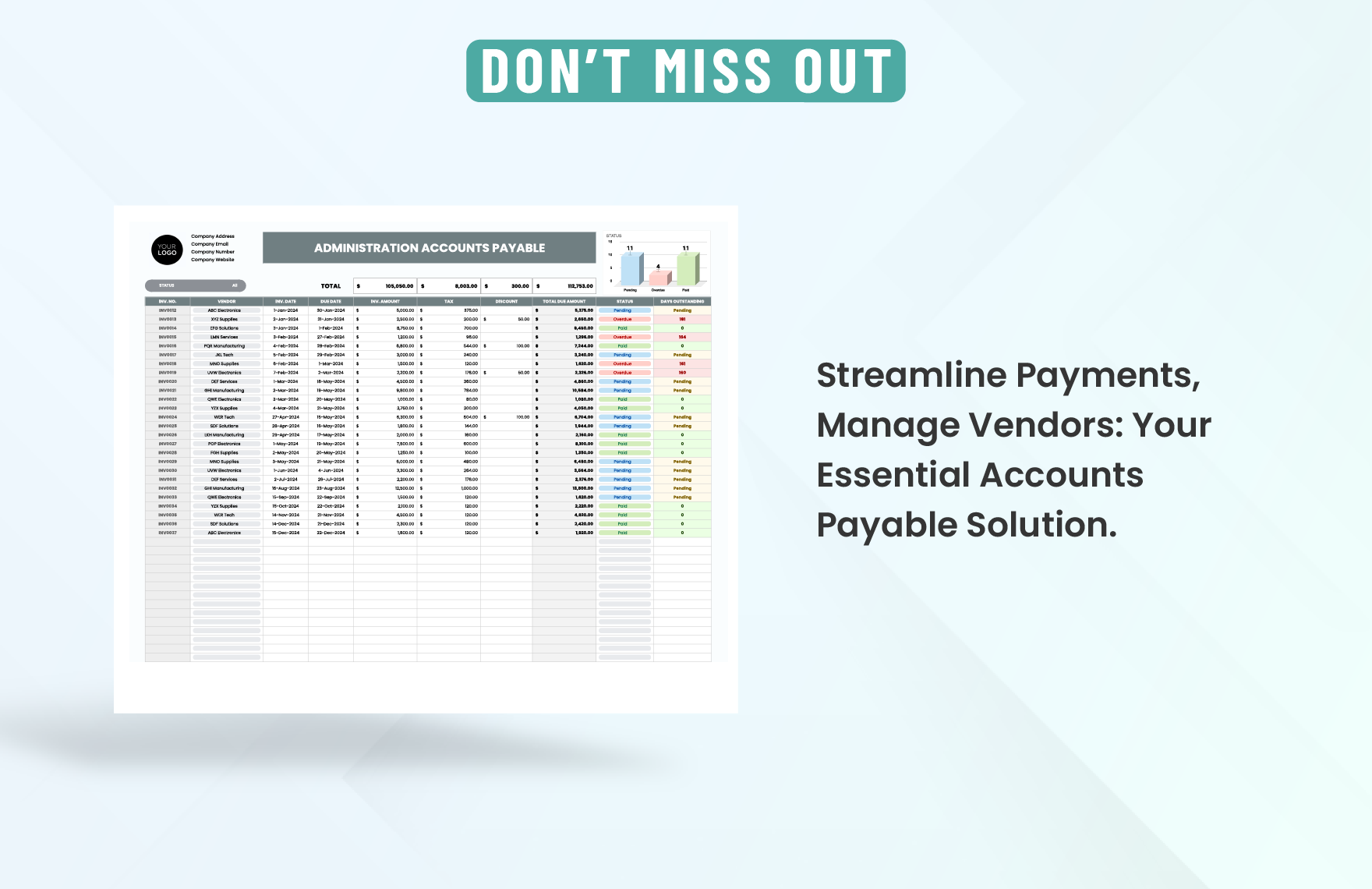 Administration Accounts Payable Template