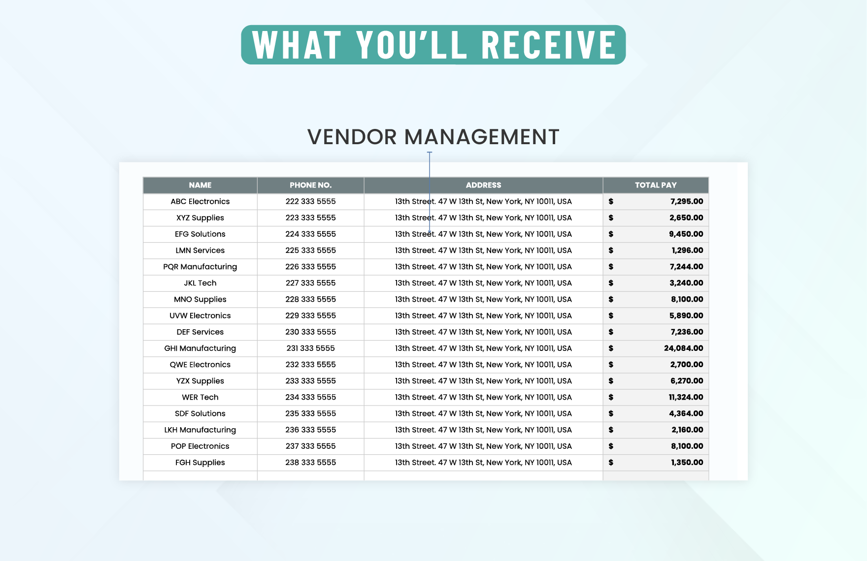 Administration Accounts Payable Template