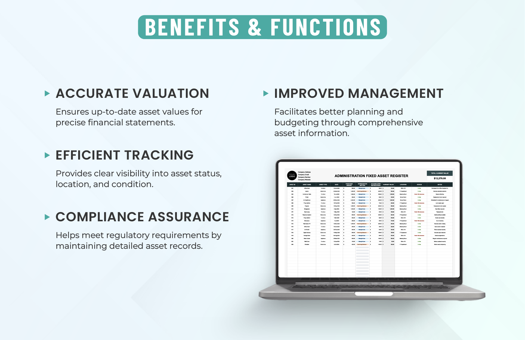 Administration Fixed Asset Register Template