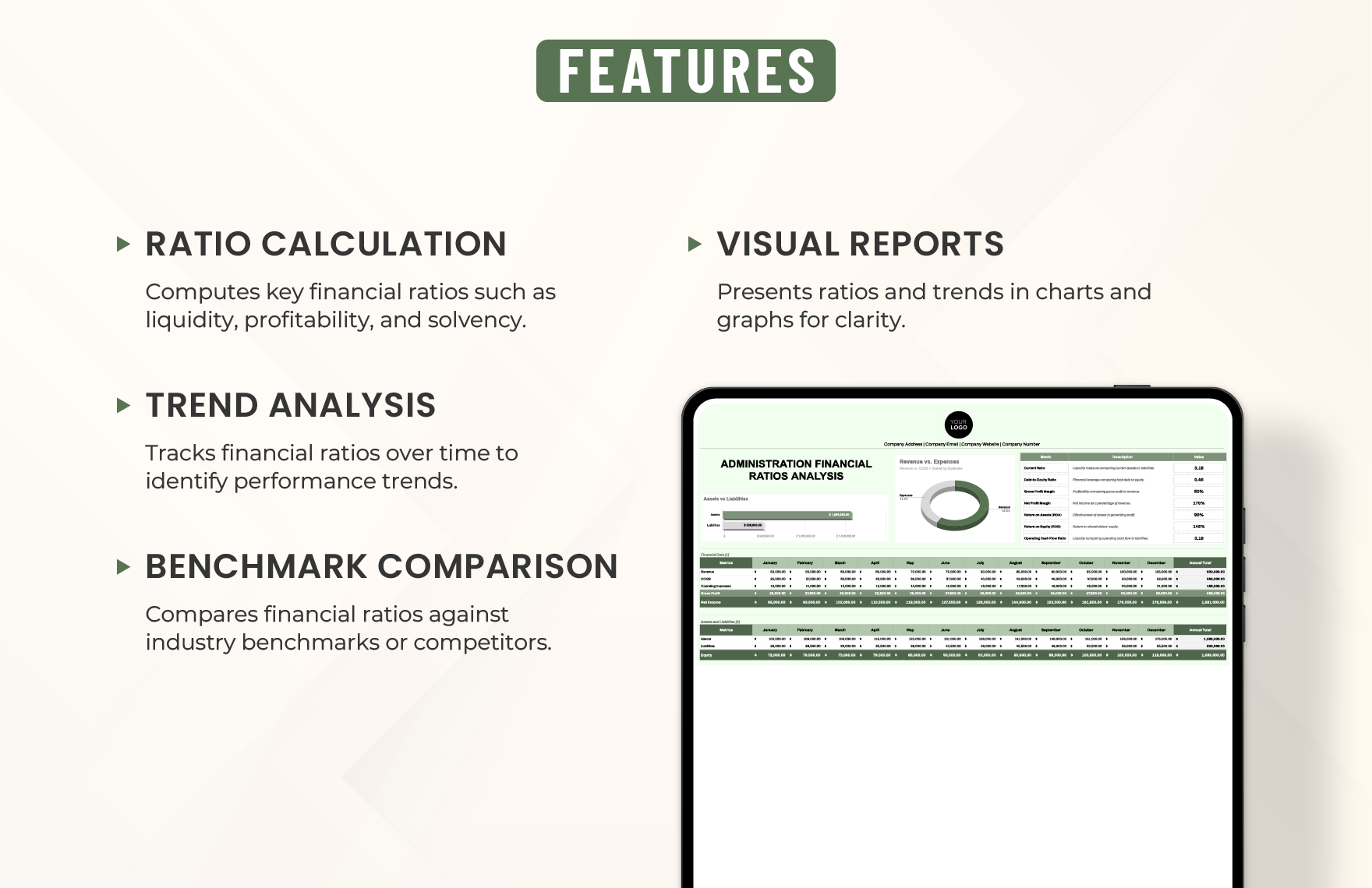 Administration Financial Ratios Analysis Template