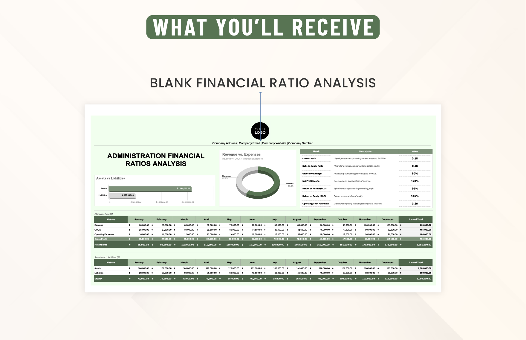 Administration Financial Ratios Analysis Template