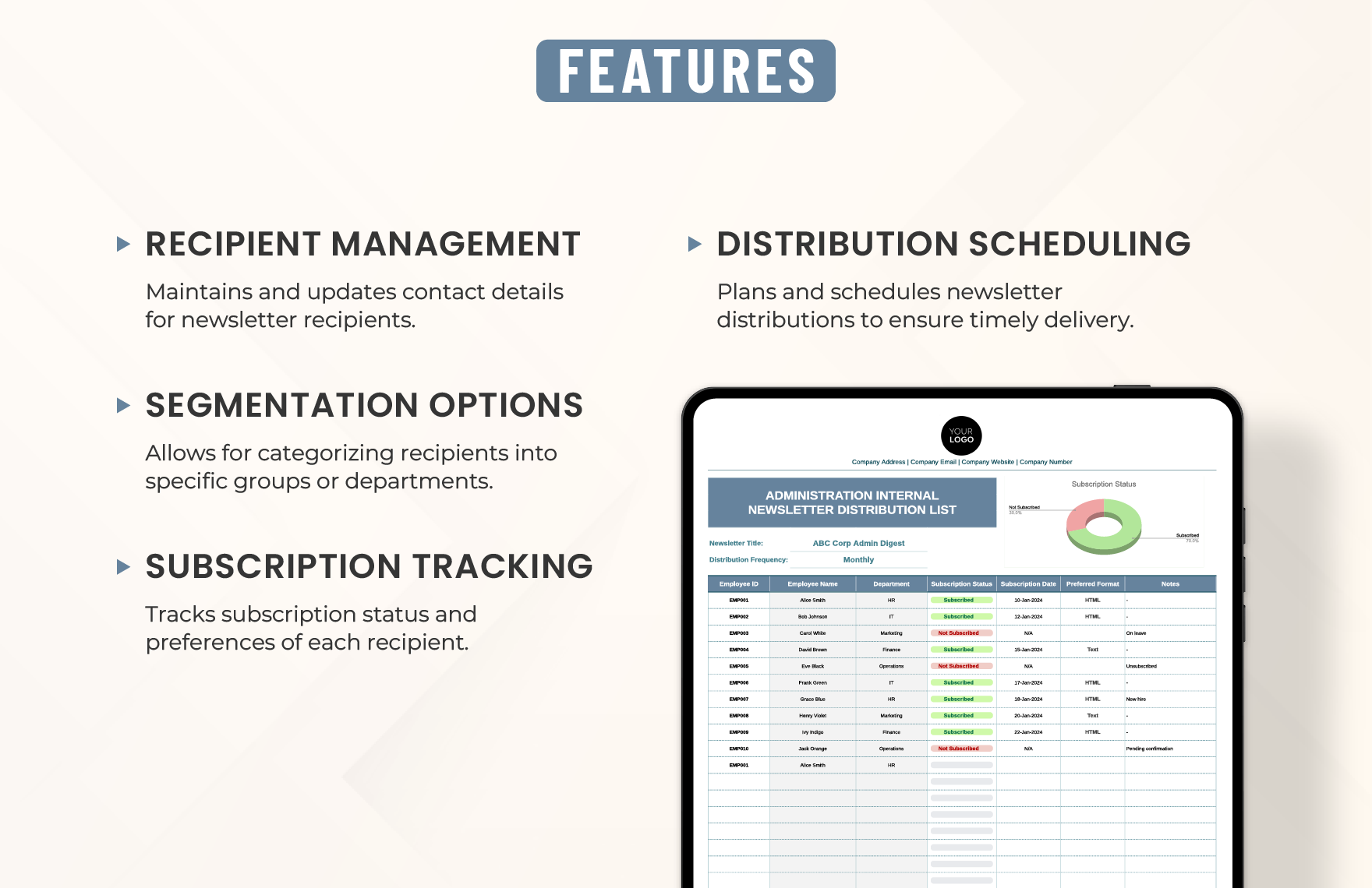 Administration Internal Newsletter Distribution List Template