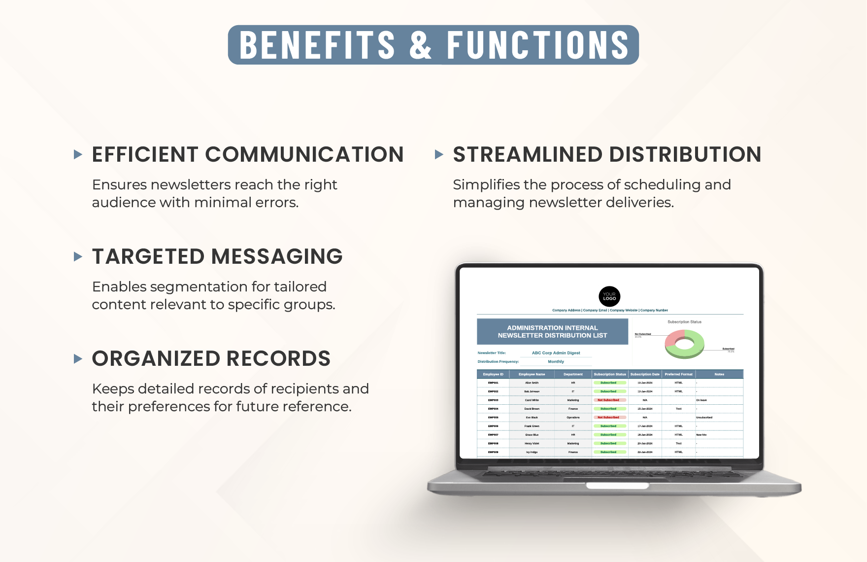 Administration Internal Newsletter Distribution List Template