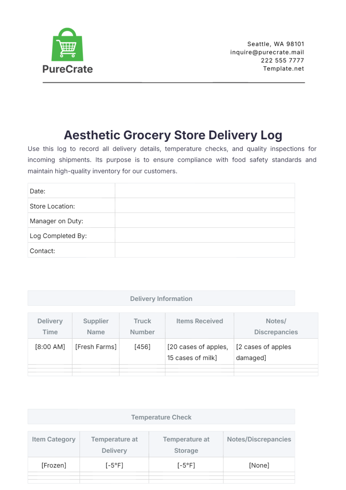 Free Order Log Templates Editable And Printable