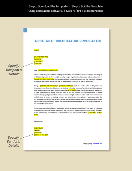 Director Of Architecture Cover Letter Template Google Docs Word 