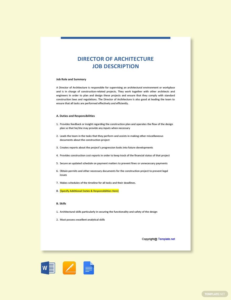 FREE Director Word Template Download