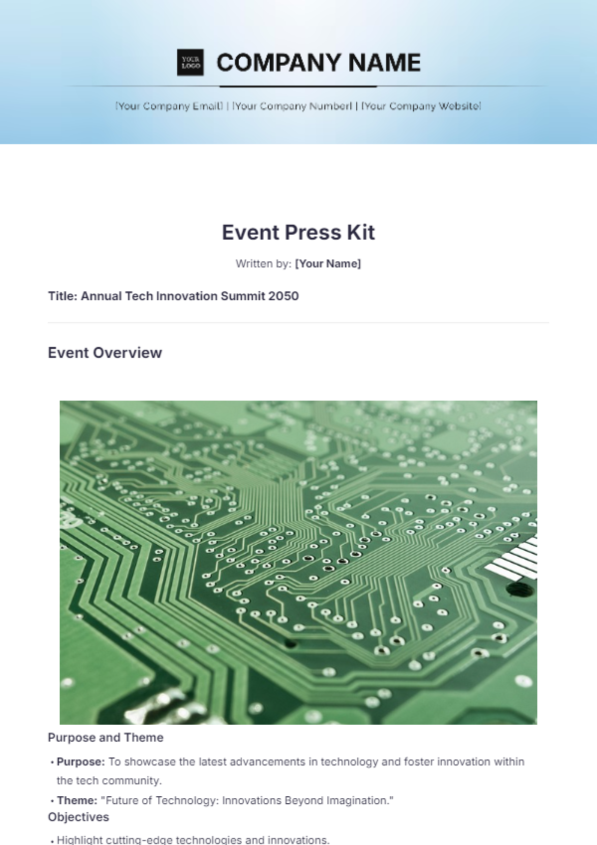 Event Press Kit Template - Edit Online & Download