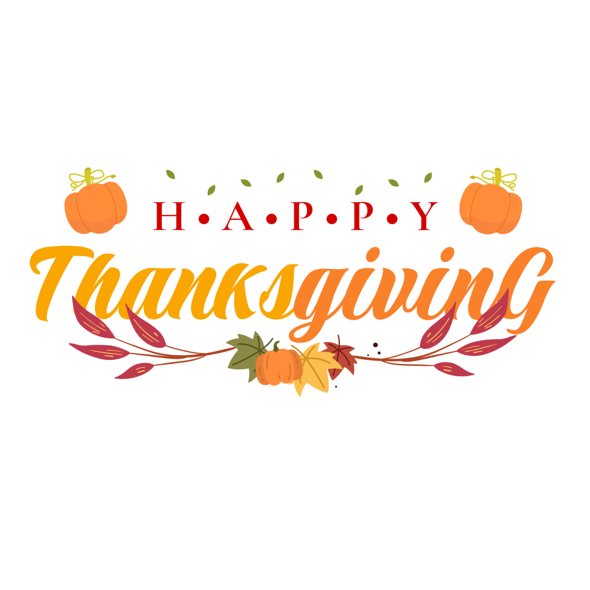 Colorful Happy Thanksgiving Text