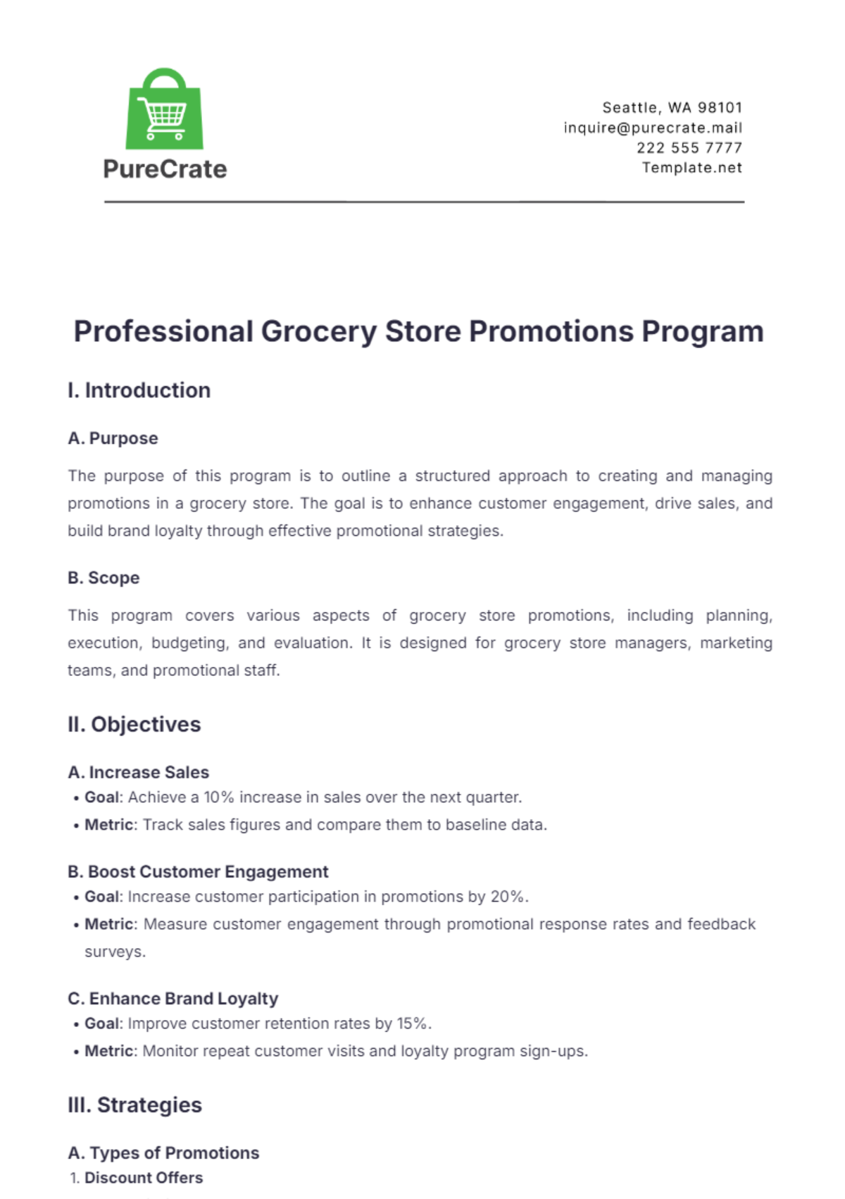 Professional Grocery Store Promotions Program Template