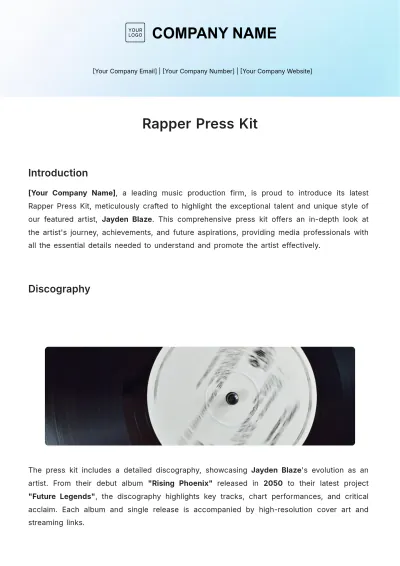 Free Rapper Press Kit Template to Edit Online