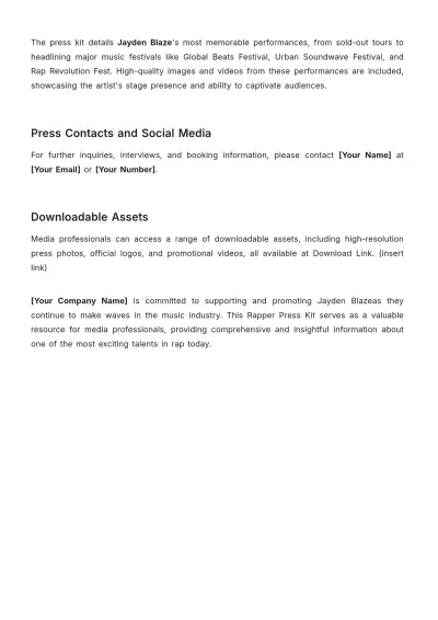 Free Rapper Press Kit Template to Edit Online