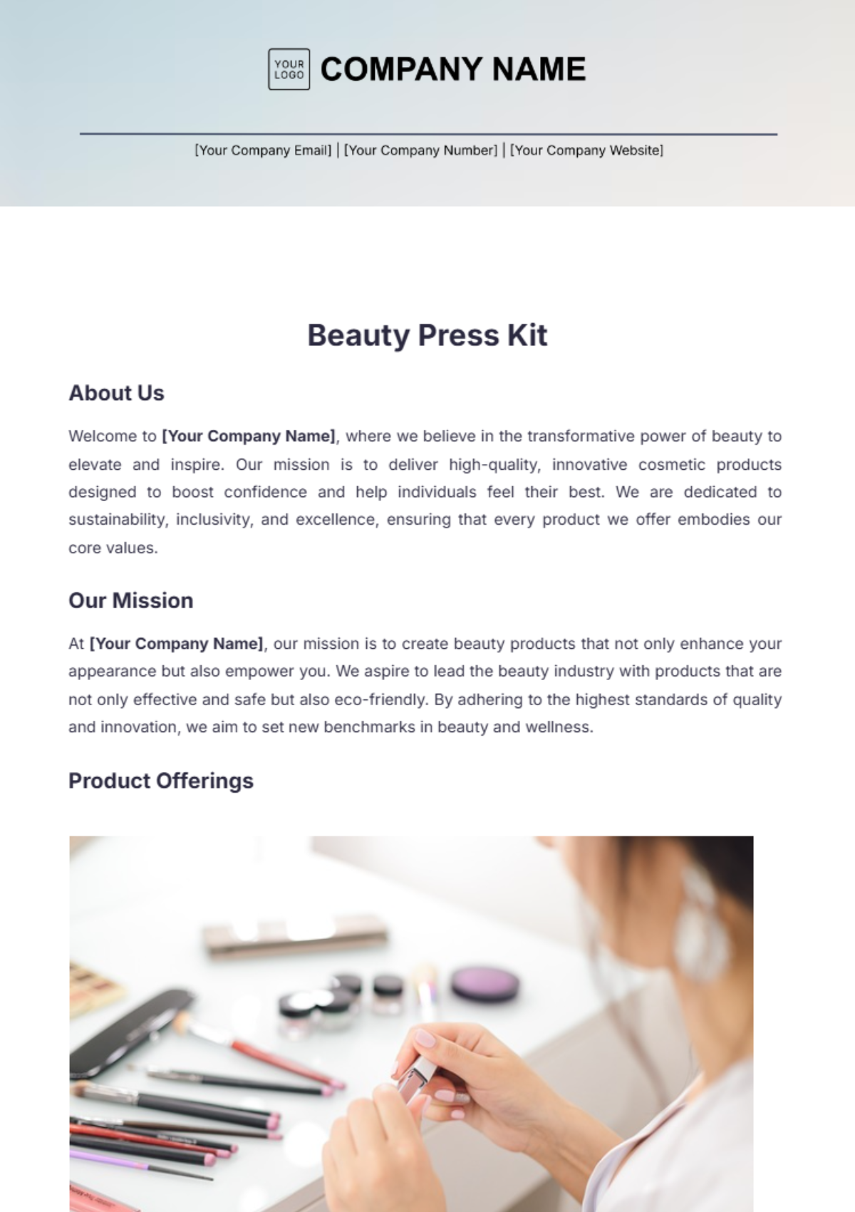 Beauty Press Kit Template - Edit Online & Download