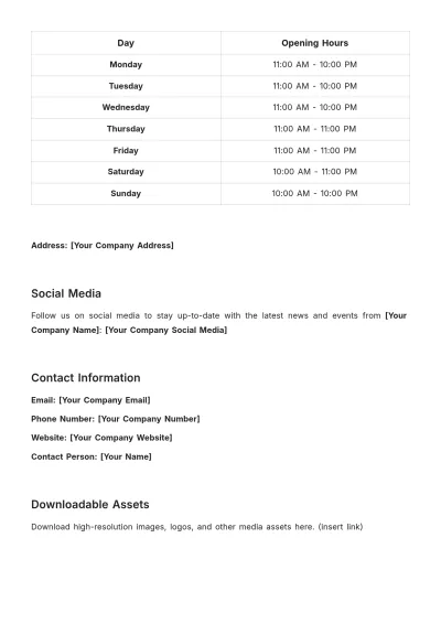 Free Restaurant Press Kit Template to Edit Online